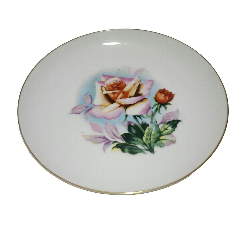 Vintage Original Arnart Creation Japan Floral Rose Ceramic Decorative Plate 7.75